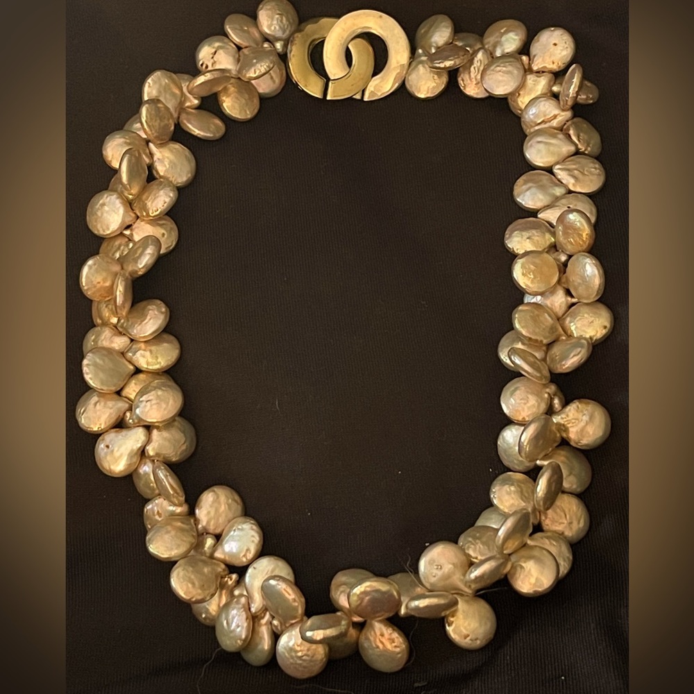 Coin Pearls with Gold and Silver Clasp.